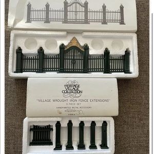 Dept 56 Village Wrought Iron Gate and Fence PLUS Wrought Iron Fence Extensions